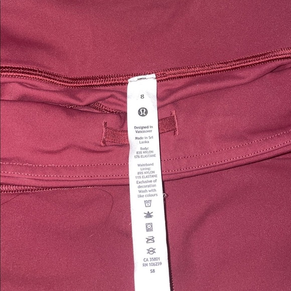 Lululemon Mulled Wine Fast and Free Leggings 28” Size 8 - Picture 4 of 4